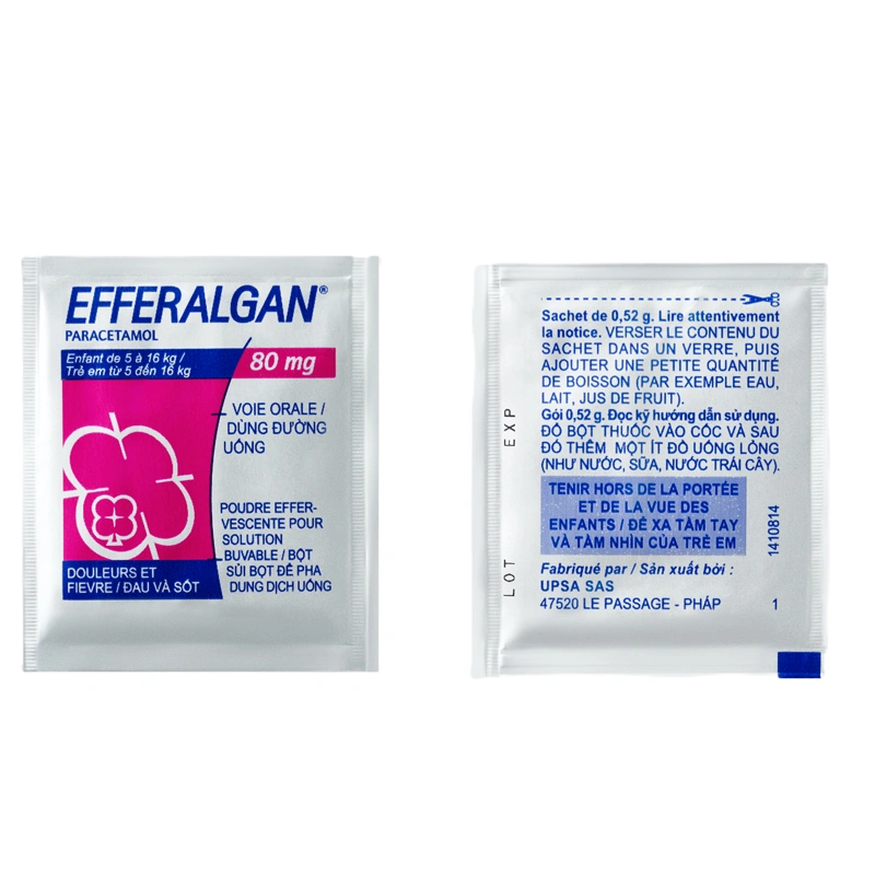Bột sủi Efferalgan 80mg giúp giảm đau, hạ sốt hộp 12 gói - 4